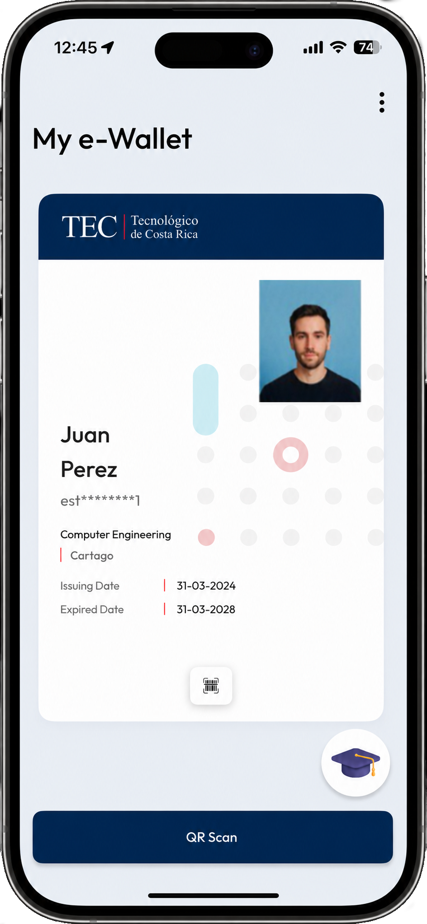 Carné digital IdTEC en el teléfono — identidad descentralizada del Tecnológico de Costa Rica